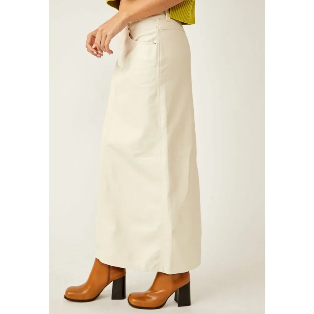 Free People Cream Vegan Maxi Skirt. NWOT Sz 6 - Picture 3 of 12
